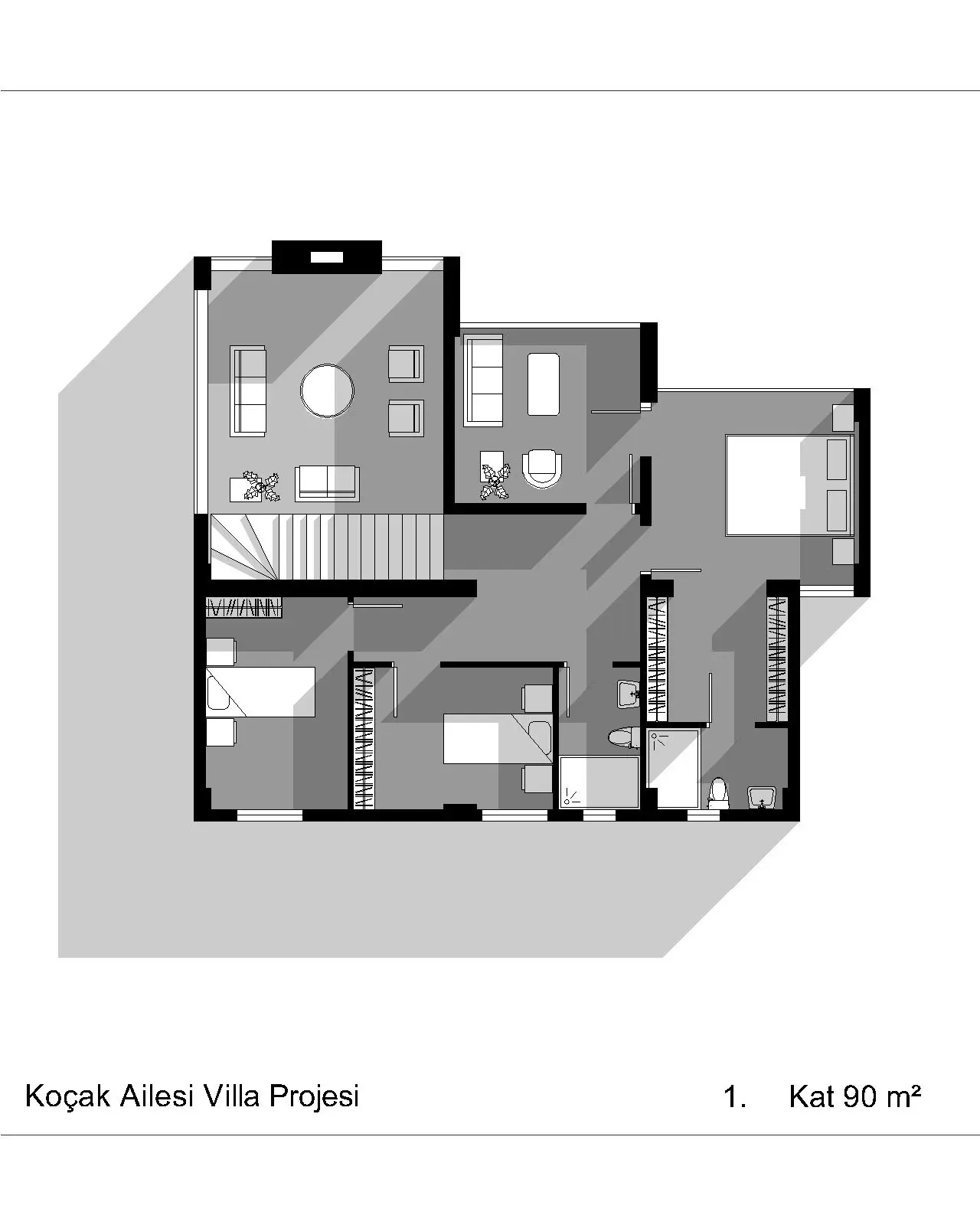 kocaeli derince karagollu 1 kat modern villa projesi plani mst mimarlik