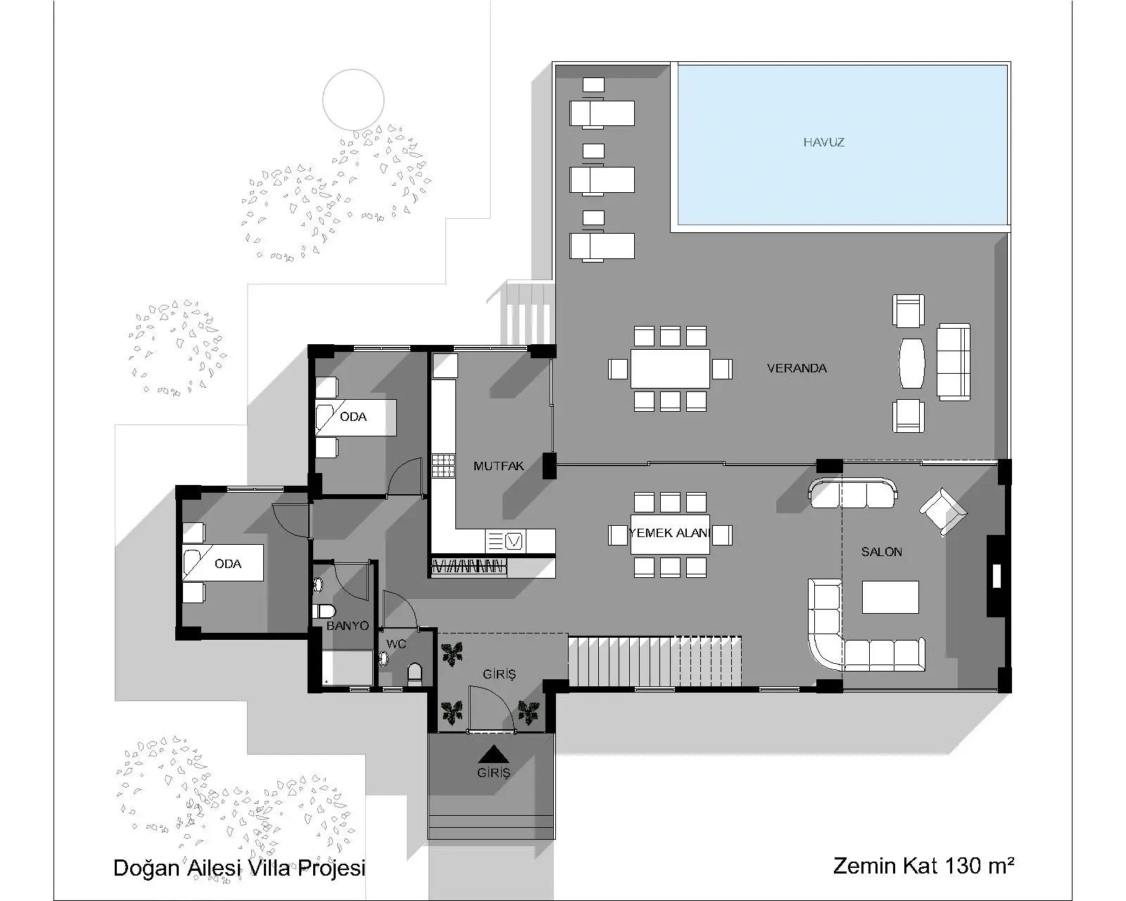 kocaeli derince kasikci zemin kat modern villa projesi plan mst mimarlik