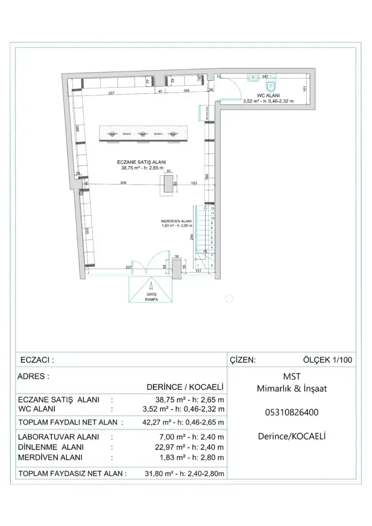 kocaeli eczane kroki plan çizimi 2 mst mimarlik