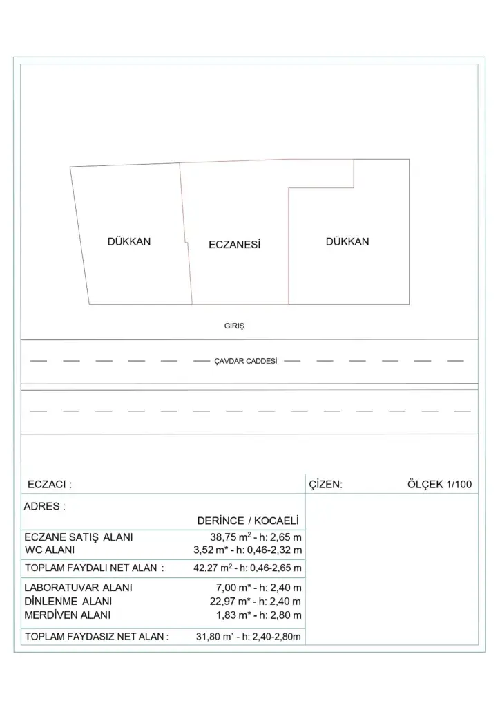 kocaeli eczane kroki plan çizimi 3 mst mimarlik