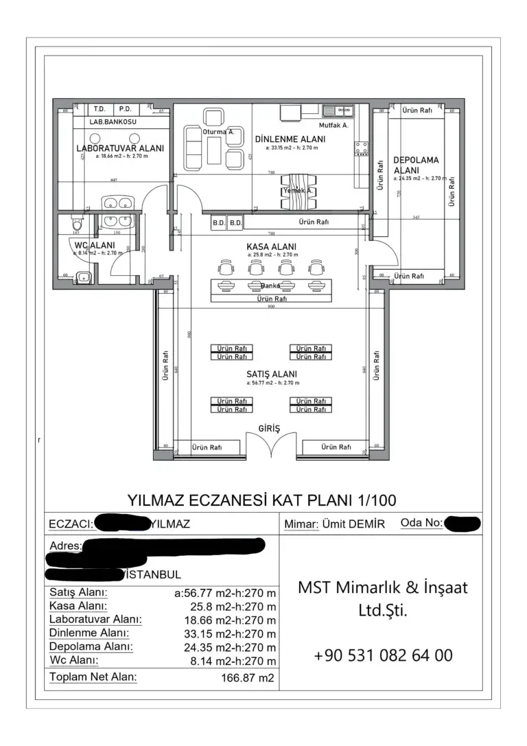 istanbul başakşehir eczane krokisi plani mst mimarlik