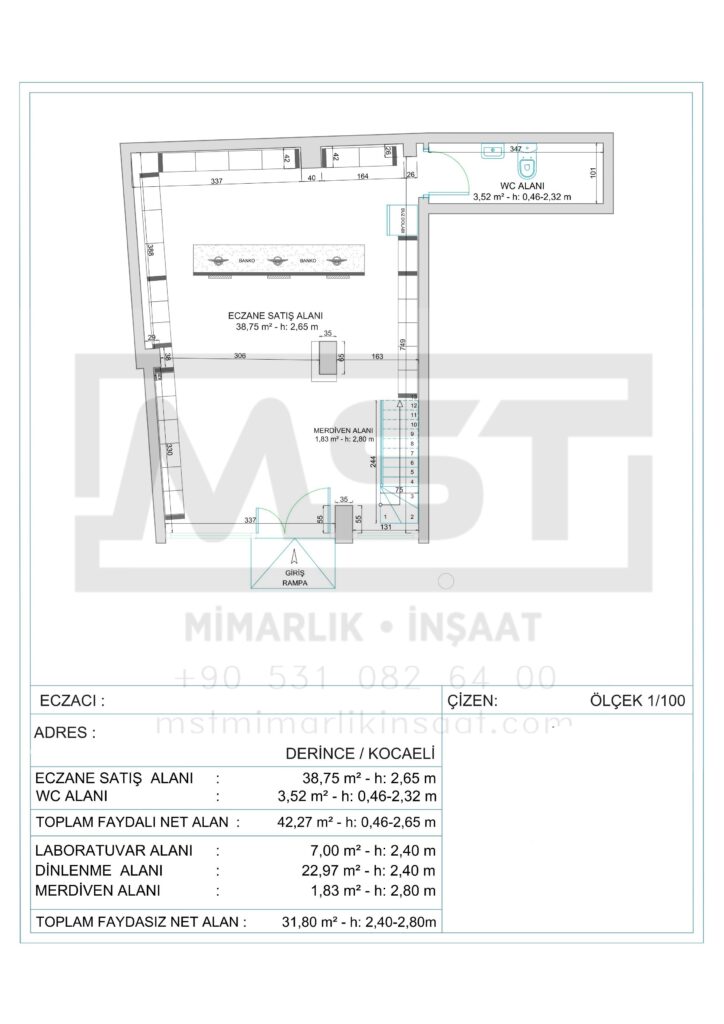derince kocaeli ruhsat eczane kroki cizimi rolove mst mimarlik