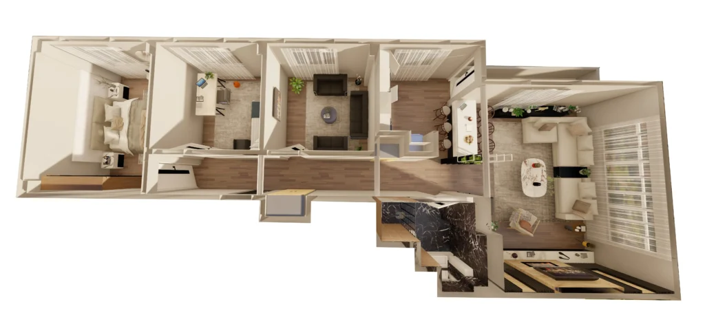 kocaeli gebze apartman dairesi yenileme projesi tasarimi plani mst mimarlik