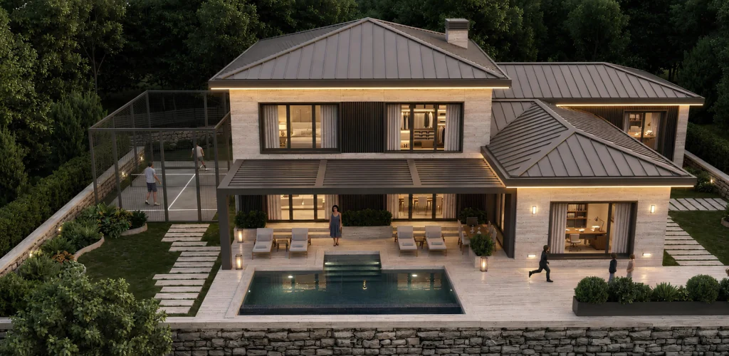 Kocaeli Mimarlık Ofisi kocaeli izmit baglica 500 m2 villa ruhsat proje tasarimi 3d render mst mimarlik 3
