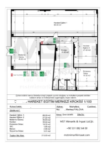 yalova hareket egitim merkezi kroki cizimi rolove yangin tahliye plani raporu mst mimarlik